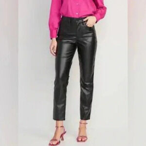 NWT Old Navy High-Rise OG Straight Faux Leather Pants, Black, Size 14